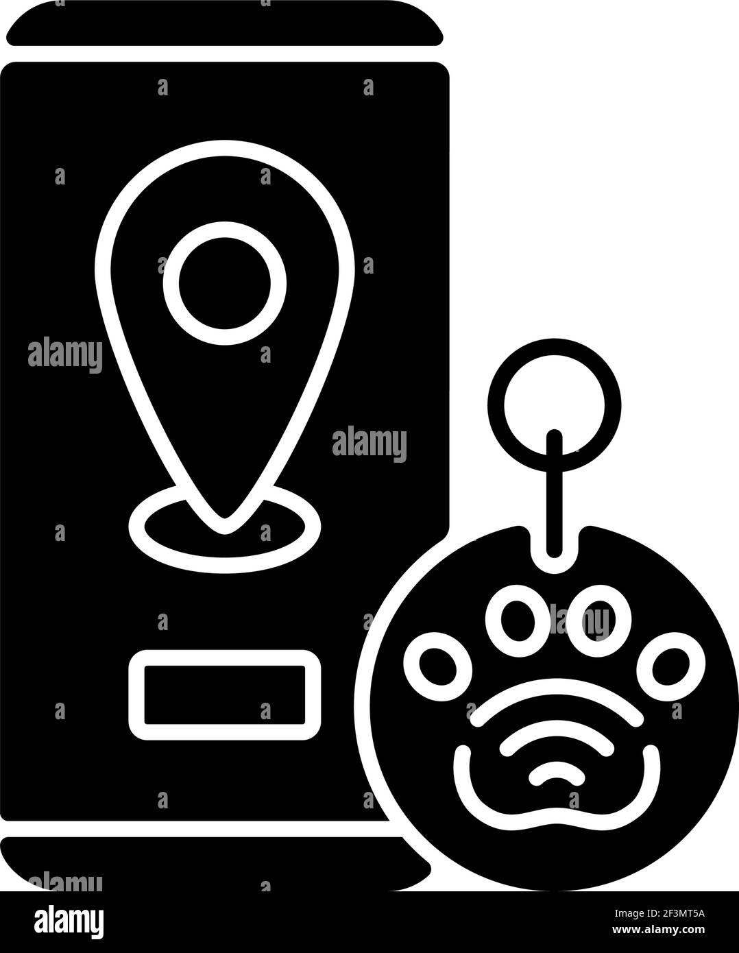 NFC and RFID pet tags black glyph icon Stock Vector