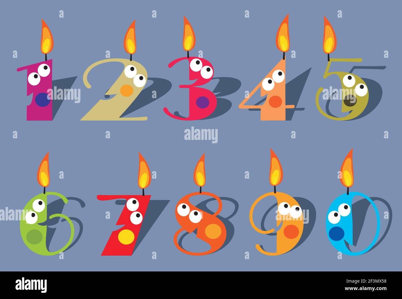 Funny Birthday Number Candles Set Stock Vector Image & Art - Alamy