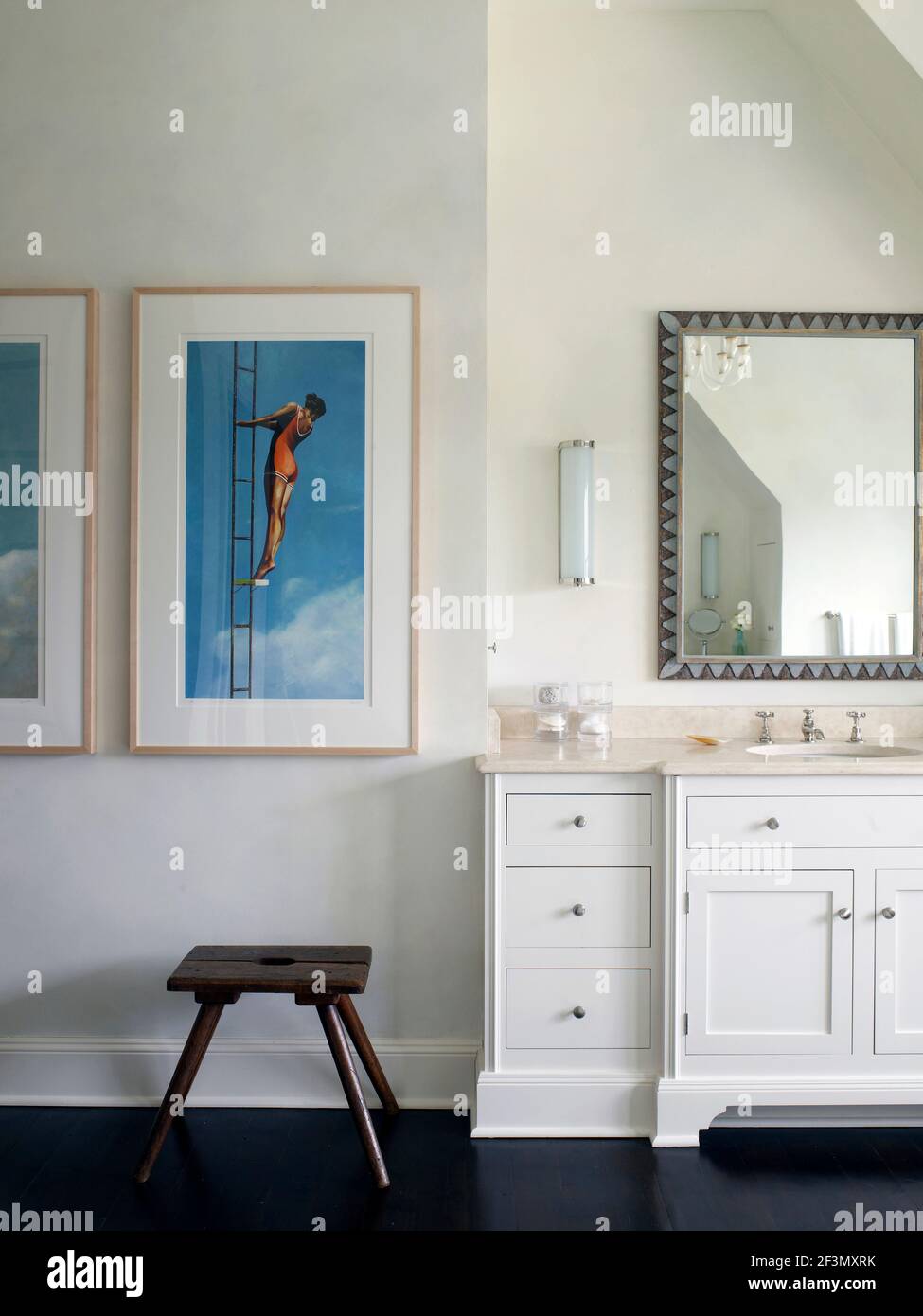 Mirror above washbasin in unit in USA home Stock Photo Alamy