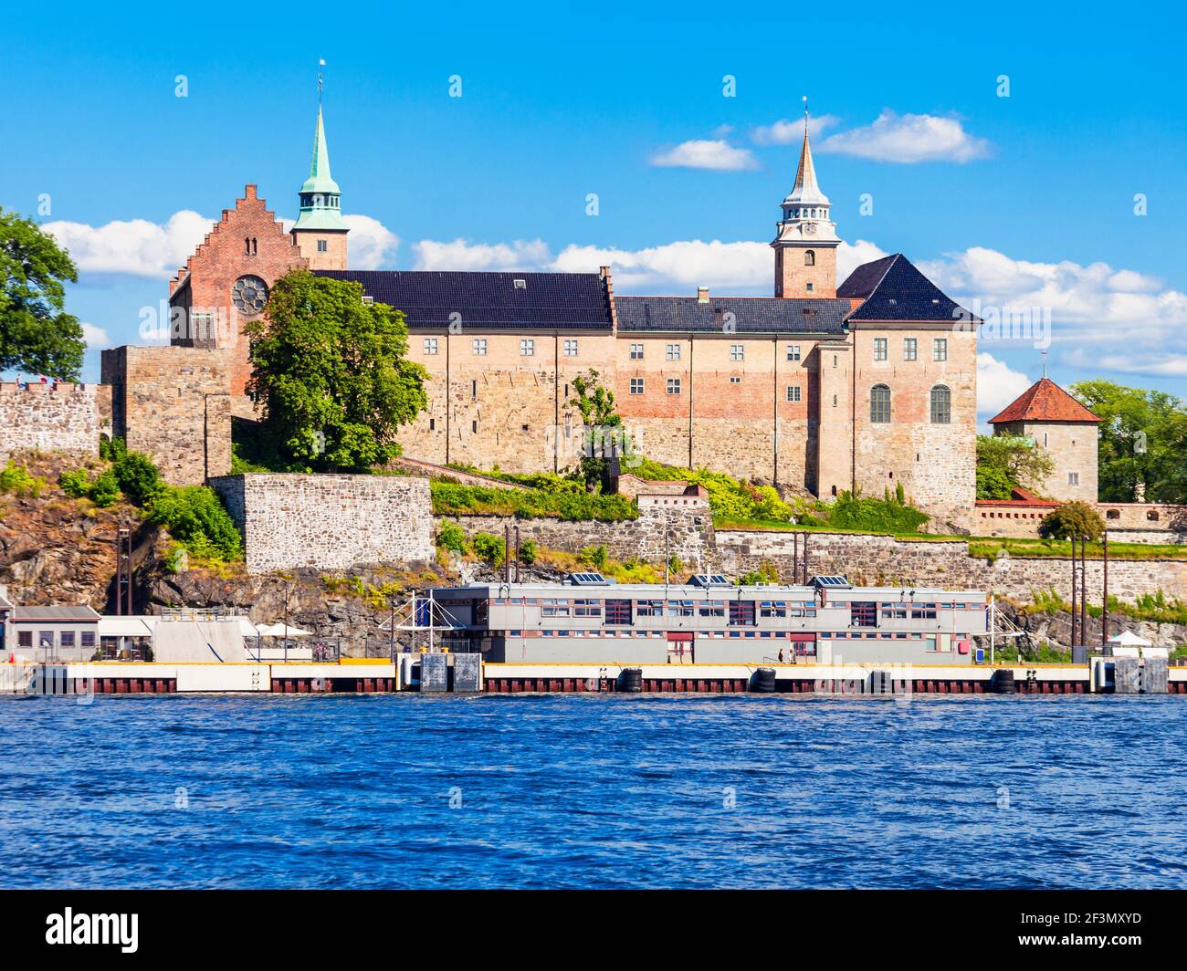 Akershus Fortress in Oslo, Norway. Akershus Festning is a medieval fortress that was built to protect Oslo. Stock Photo