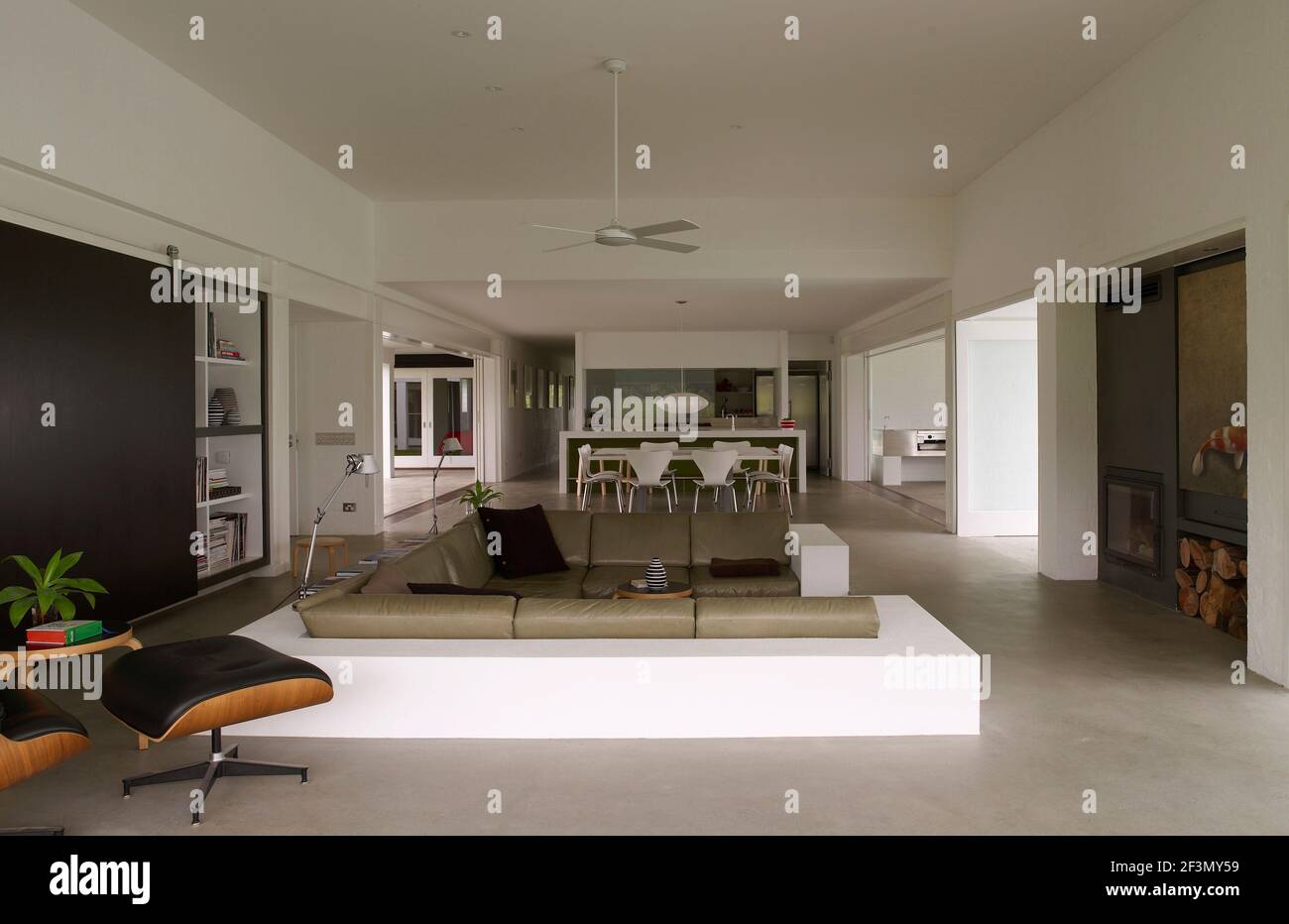 Sunken seating in living room in Australian home Stock Photo