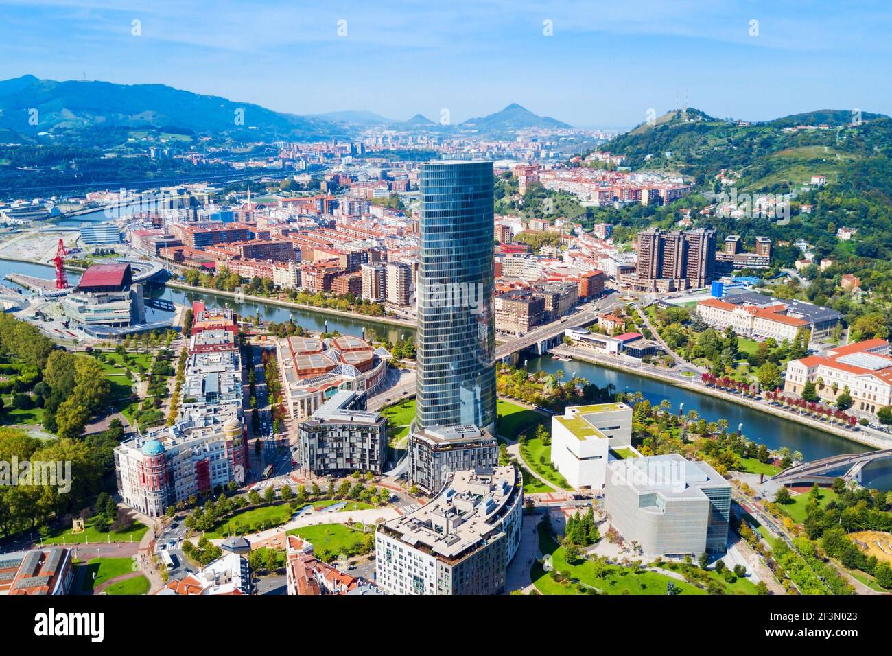 Bilbao aerial panoramic view. Bilbao is the largest city in the Basque ...