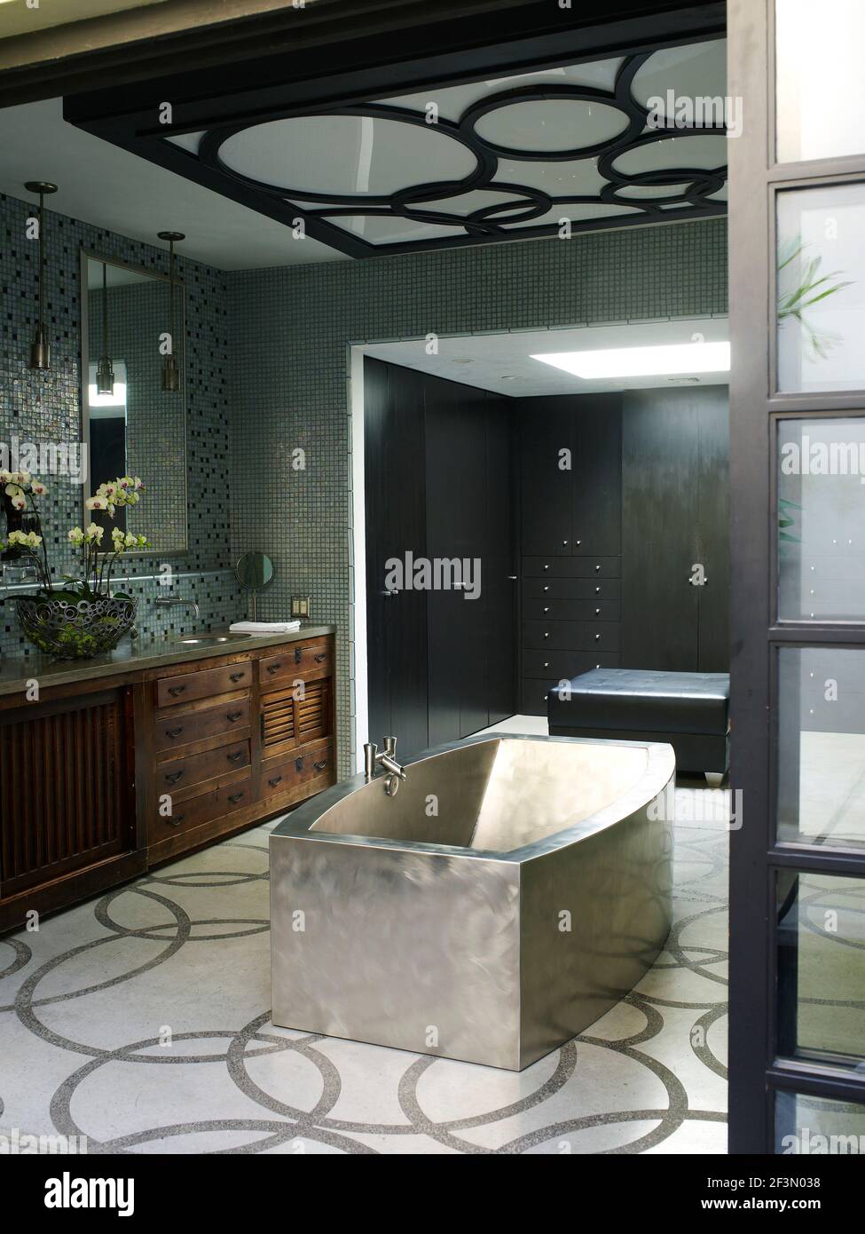 Freestanding bathtub in bathroom Stock Photo Alamy