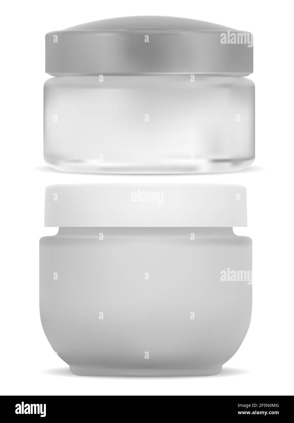 Cosmetic cream jar, white round container. Plastic can mockup for face