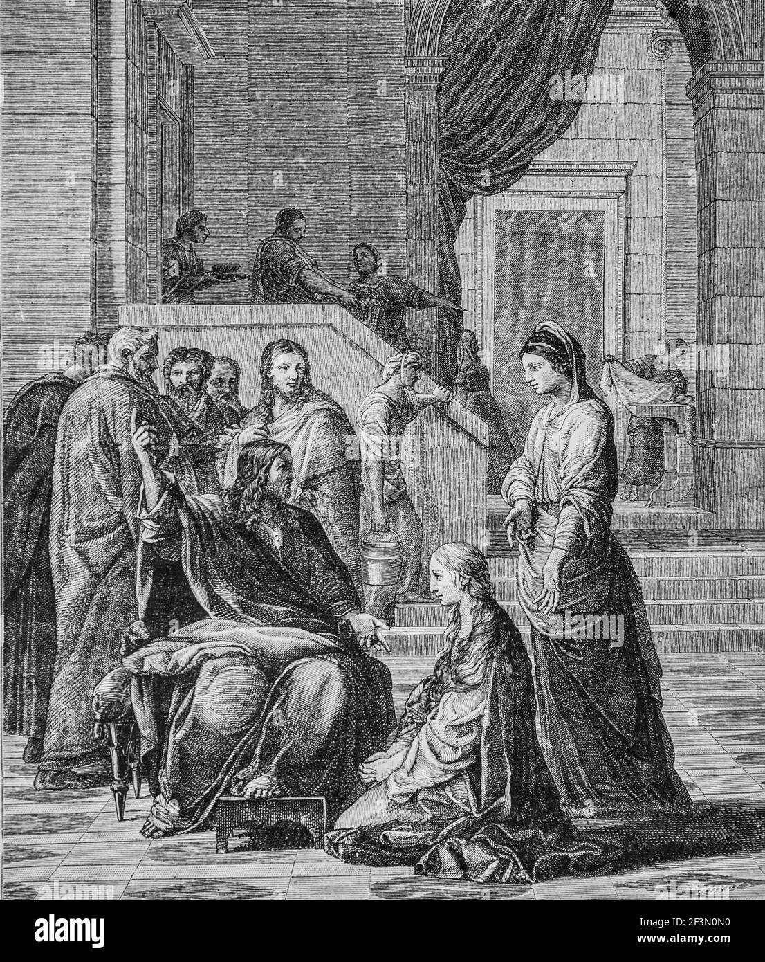 jesus chez marthe et marie, la vie illustree des saints,editeur firmin -didot, 1887 Stock Photo