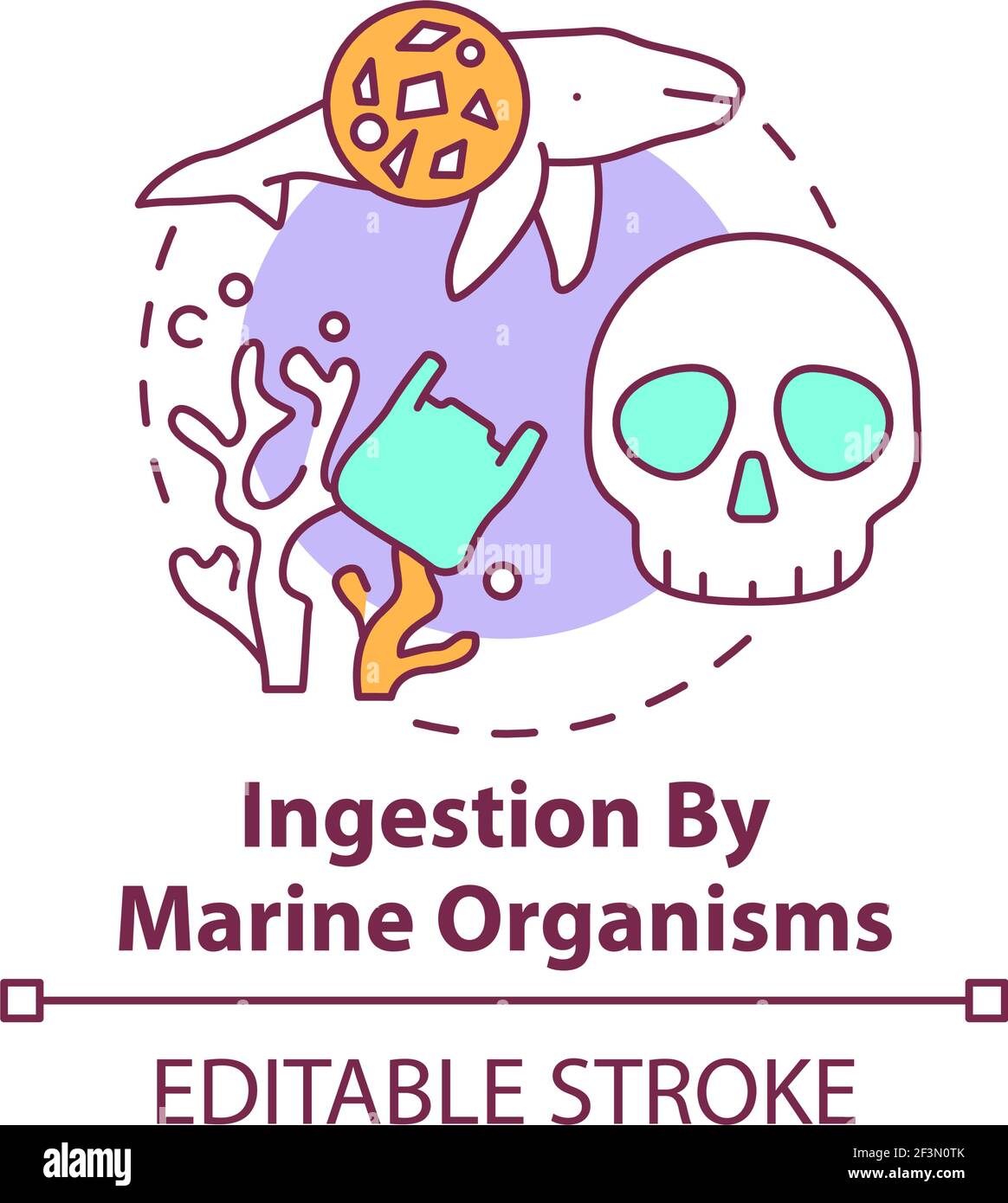 Ingestion by marine organisms concept icon Stock Vector