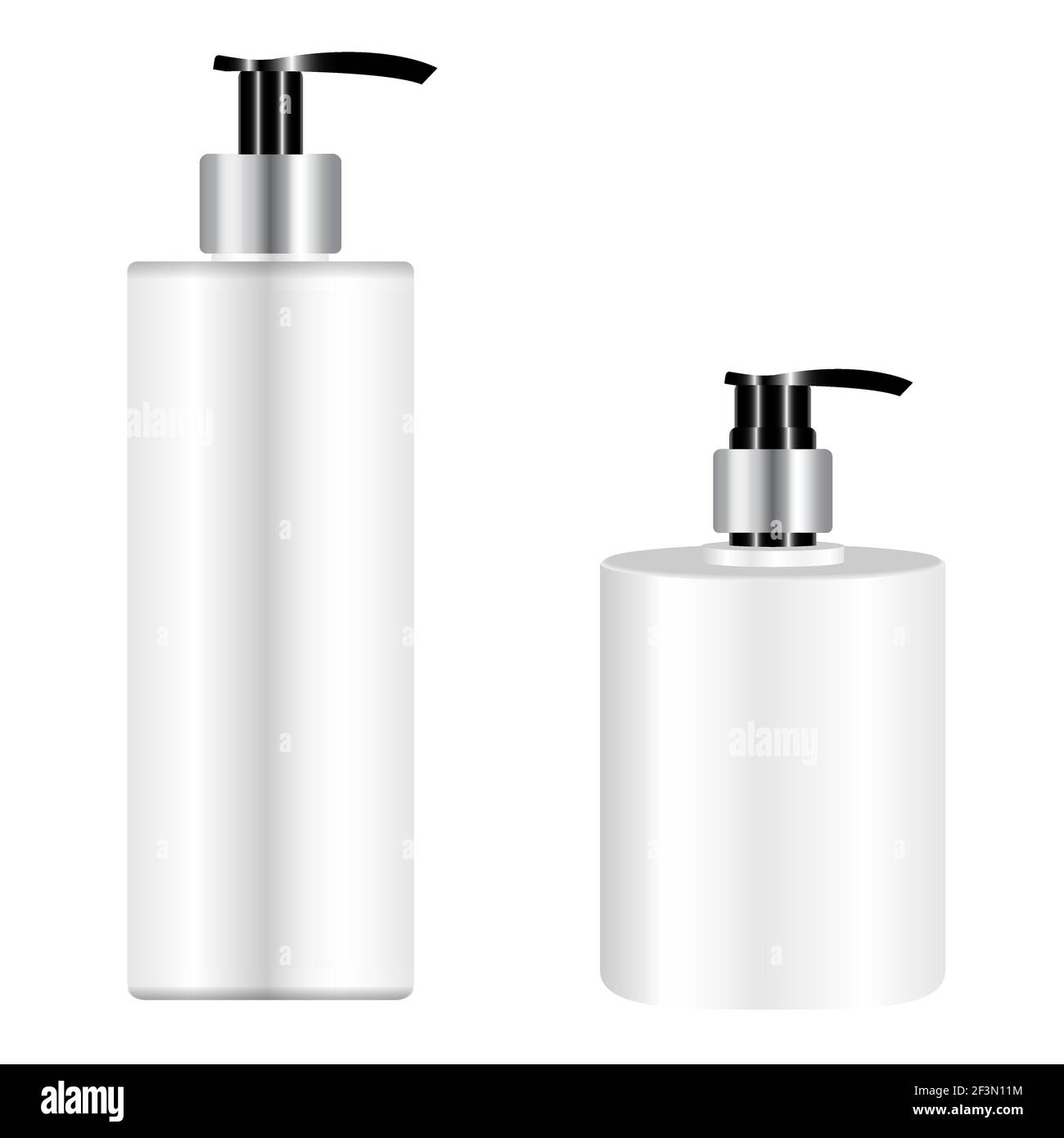 Pump bottle mockup. Cosmetic shampoo dispenser. Liquid soap plastic