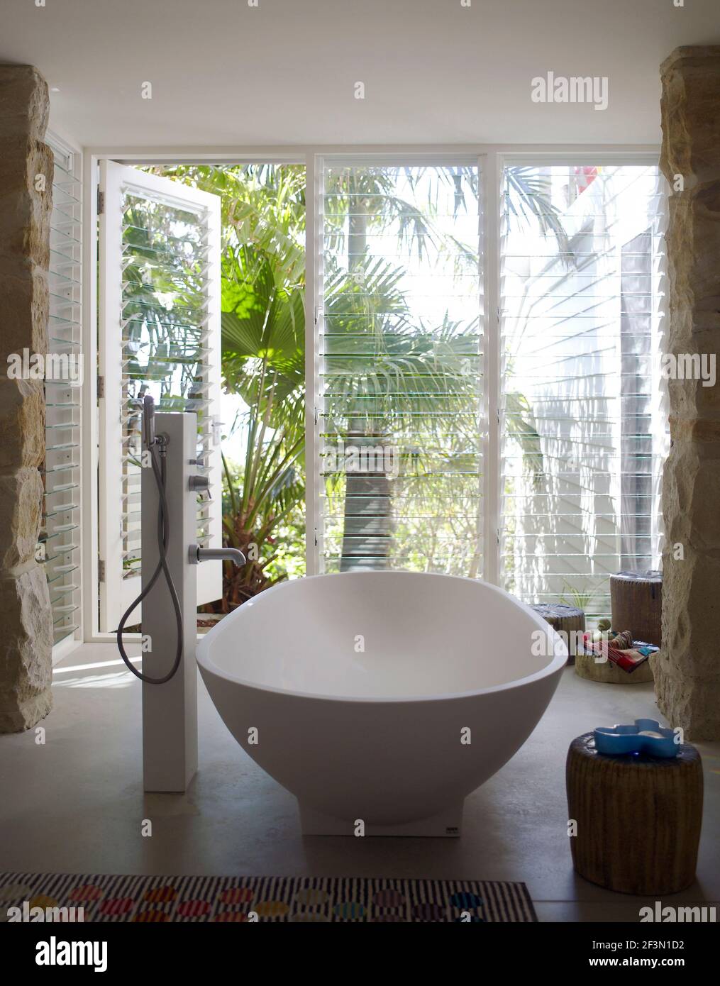 Freestanding bathtub in bathroom of USA home Stock Photo Alamy