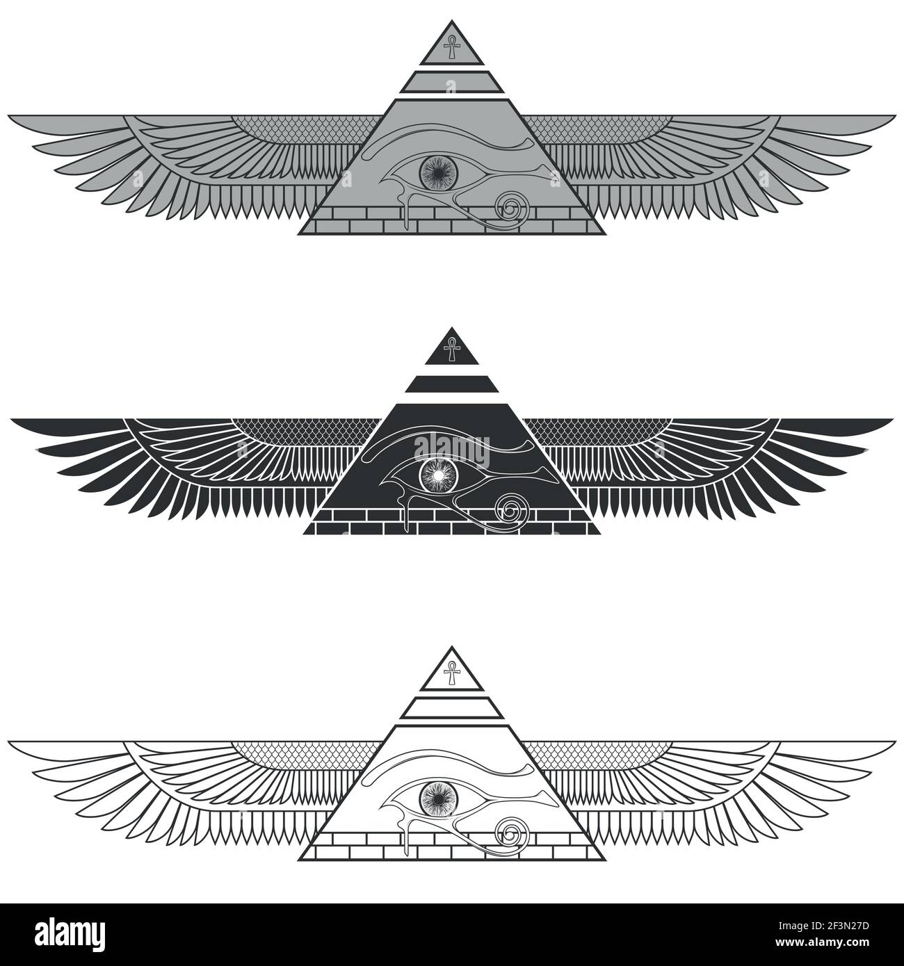 Silhouette Illustration Winged Pyramid With Eye Of Horus Ancient Egyptian Pyramid With Wings