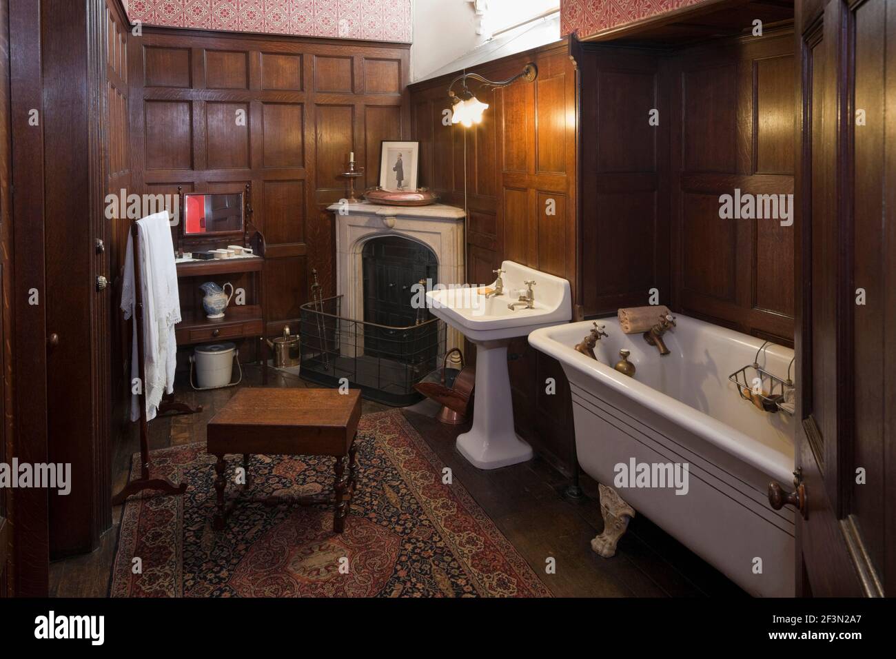 Victorian Bathroom in Newstead Abbey, Nottinghamshire, England, UK