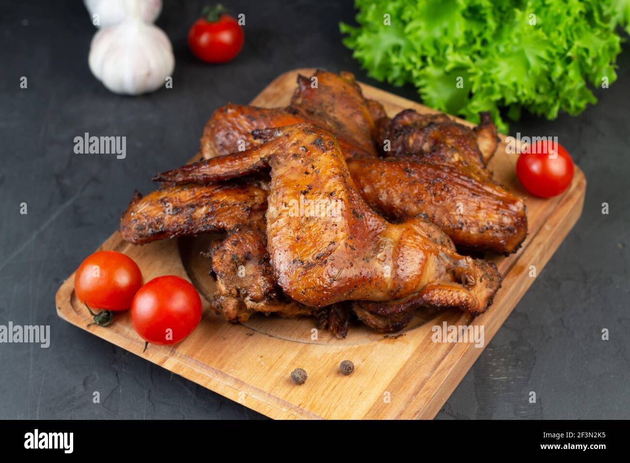 Grilled chicken wings. Low-carb and high-fat food. Menu for carnivore or keto diet Stock Photo