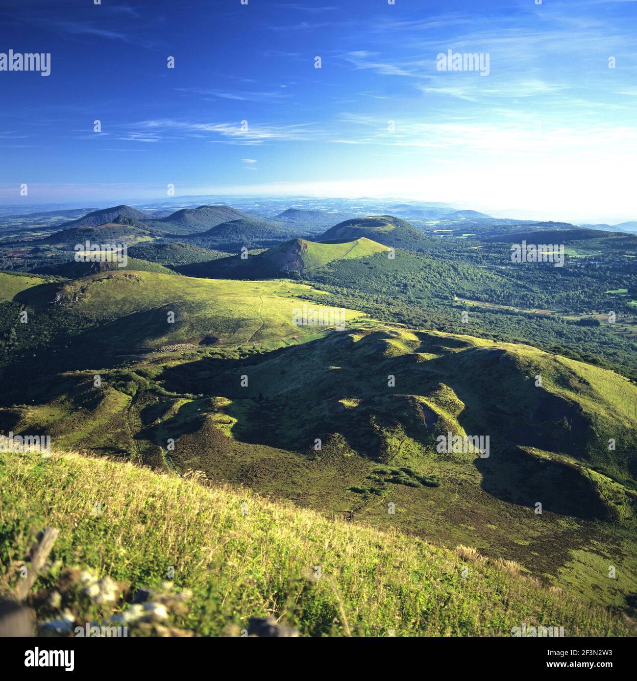 A mesmerizing view of the volcanoes of Auvergne seen from the summit of ...