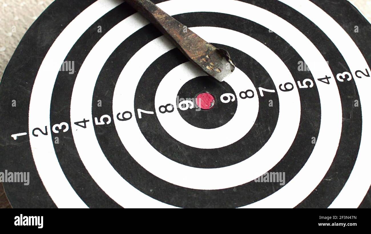 3D illustration rotating dart board with broken arrow Stock Photo Alamy