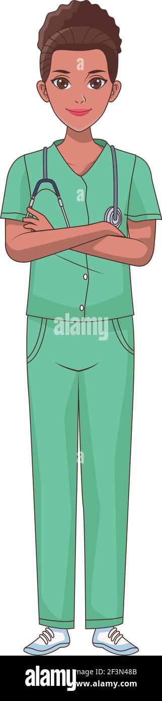 afro nurse character Stock Vector Image & Art - Alamy