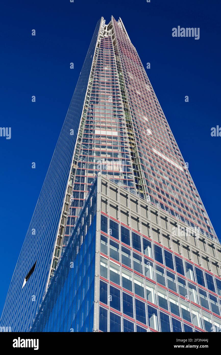 View upwards from the base of the Shard, the tallest building in Western Europe, London Bridge, SE1 London Stock Photo