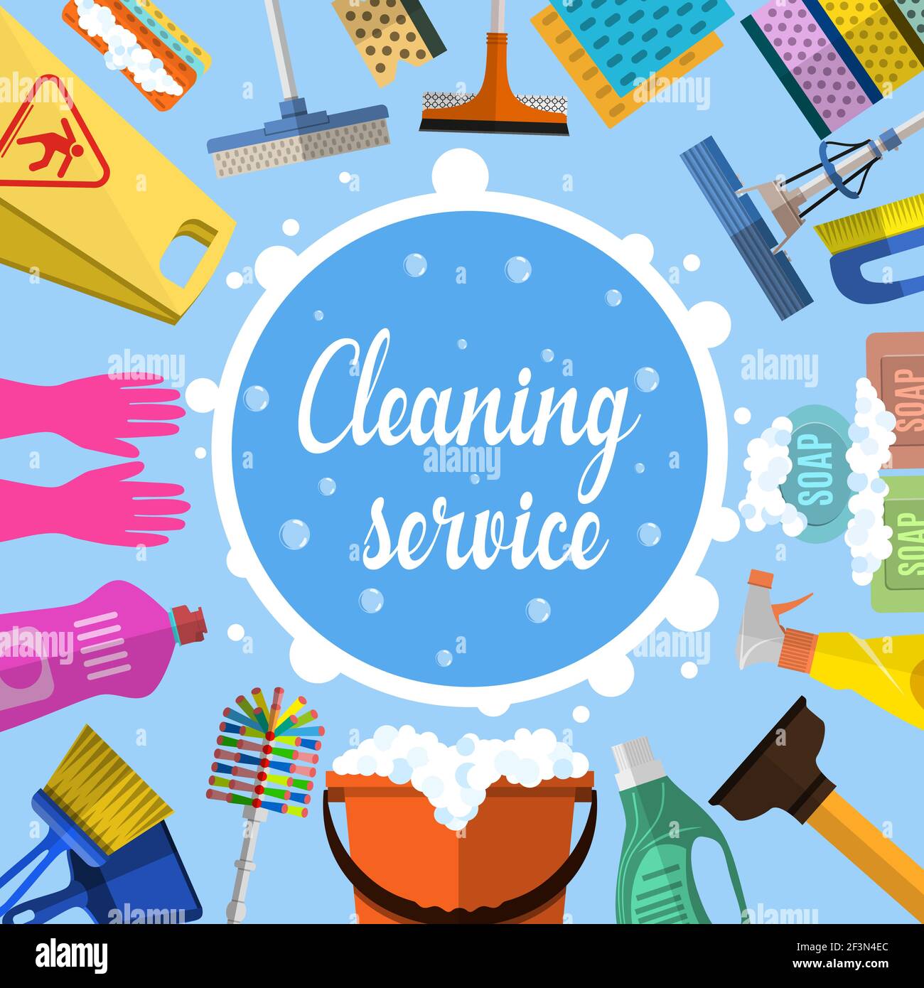 Cleaning service flat illustration Stock Vector Image & Art - Alamy
