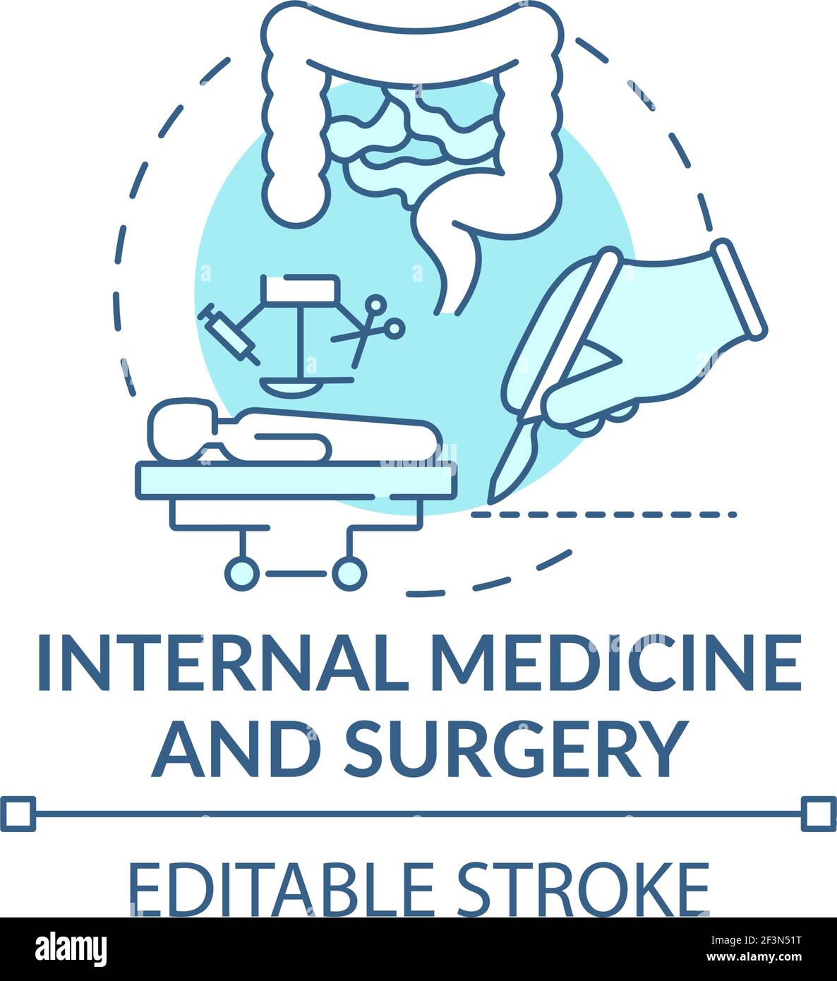 Internal medicine and surgery blue concept icon Stock Vector