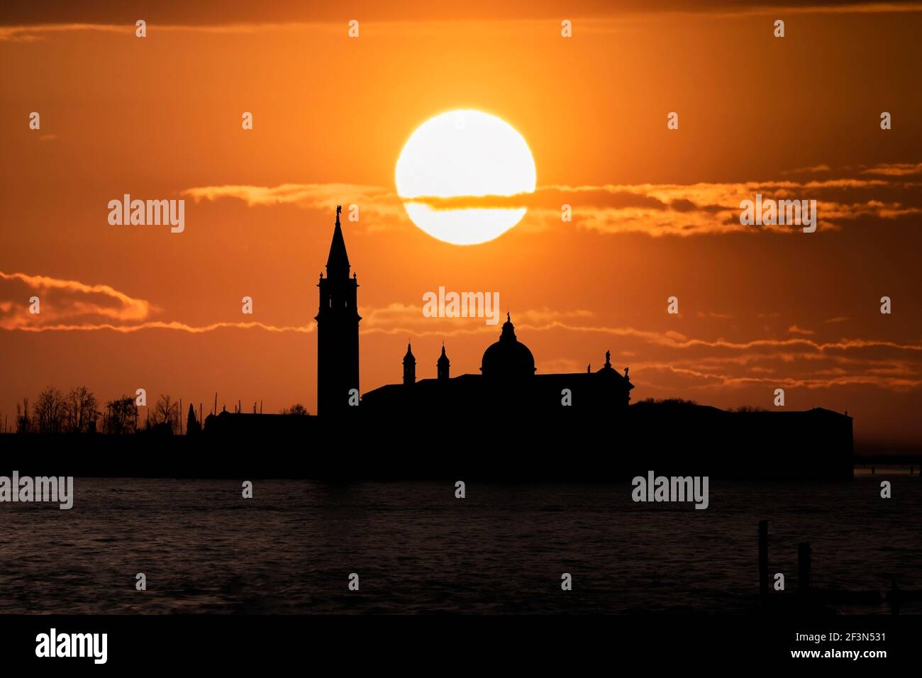 Church of San Giorgio Maggiore at sunset, Venice, Italy. Stock Photo