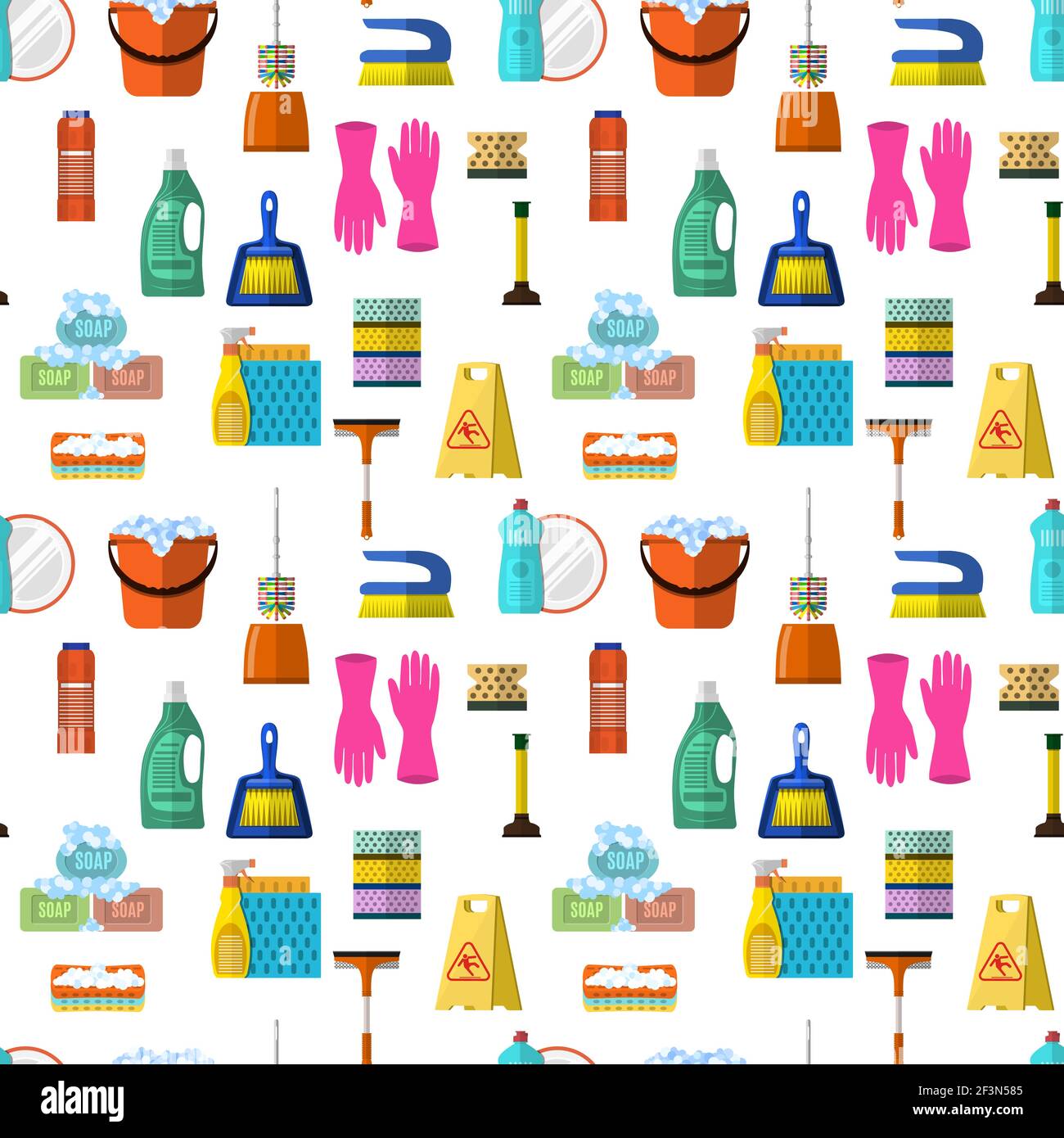 Cleaning seamless pattern Stock Vector