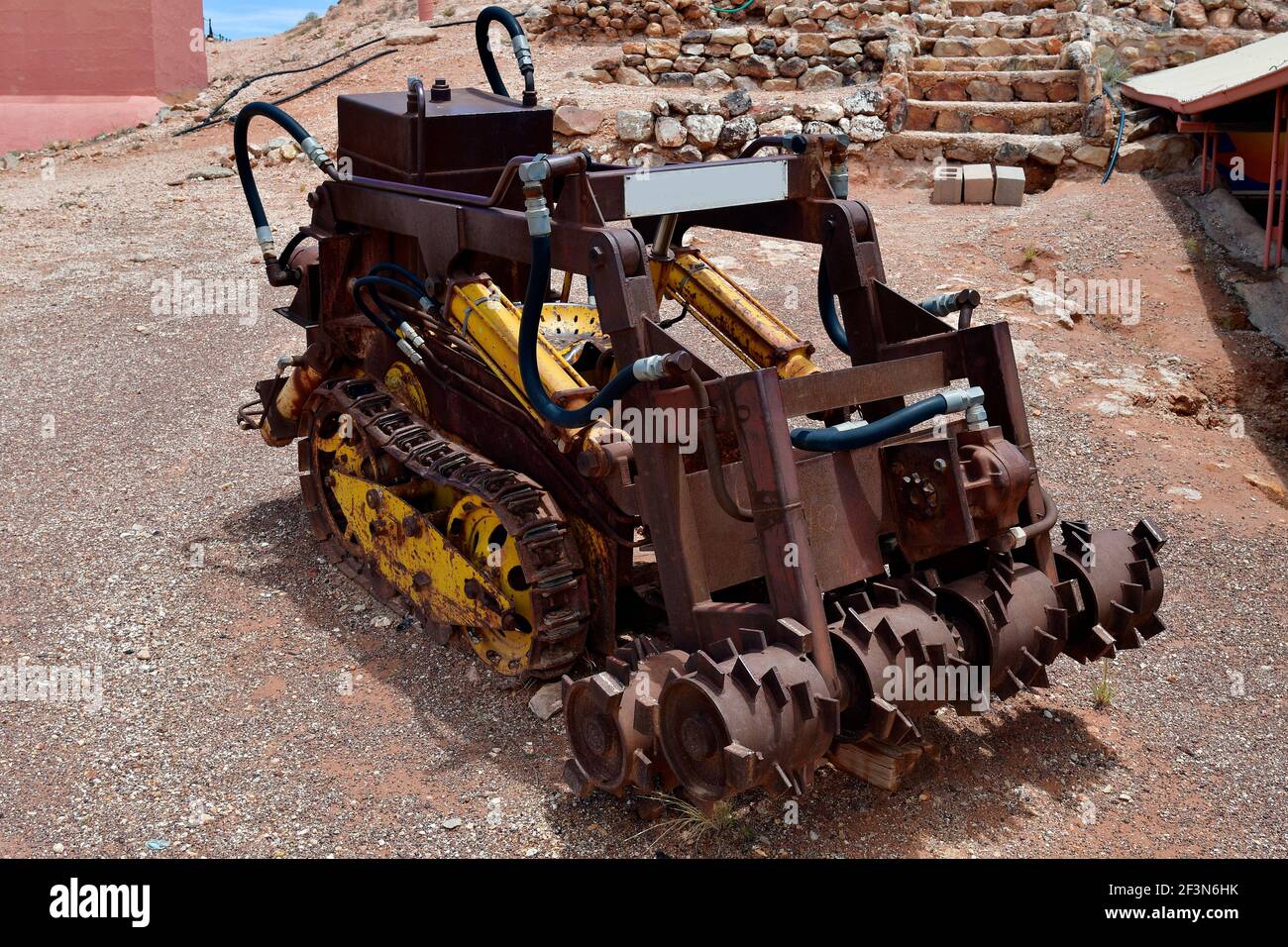 Australia, Coober Pedy, old tunneling machine for opal mining Stock