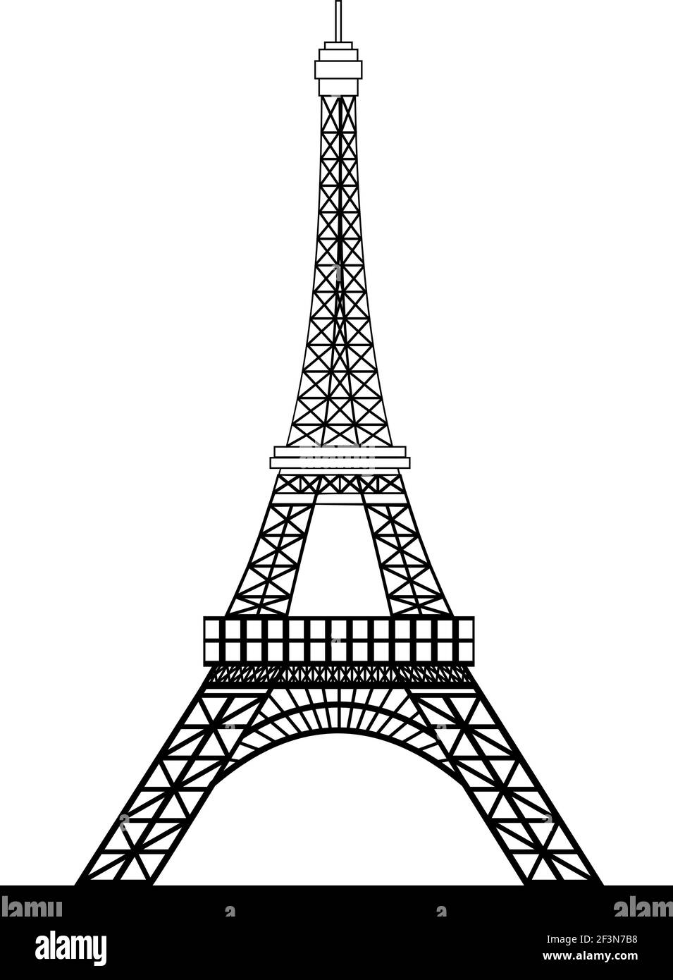 Eiffel Tower Black Silhouette Stock Vector