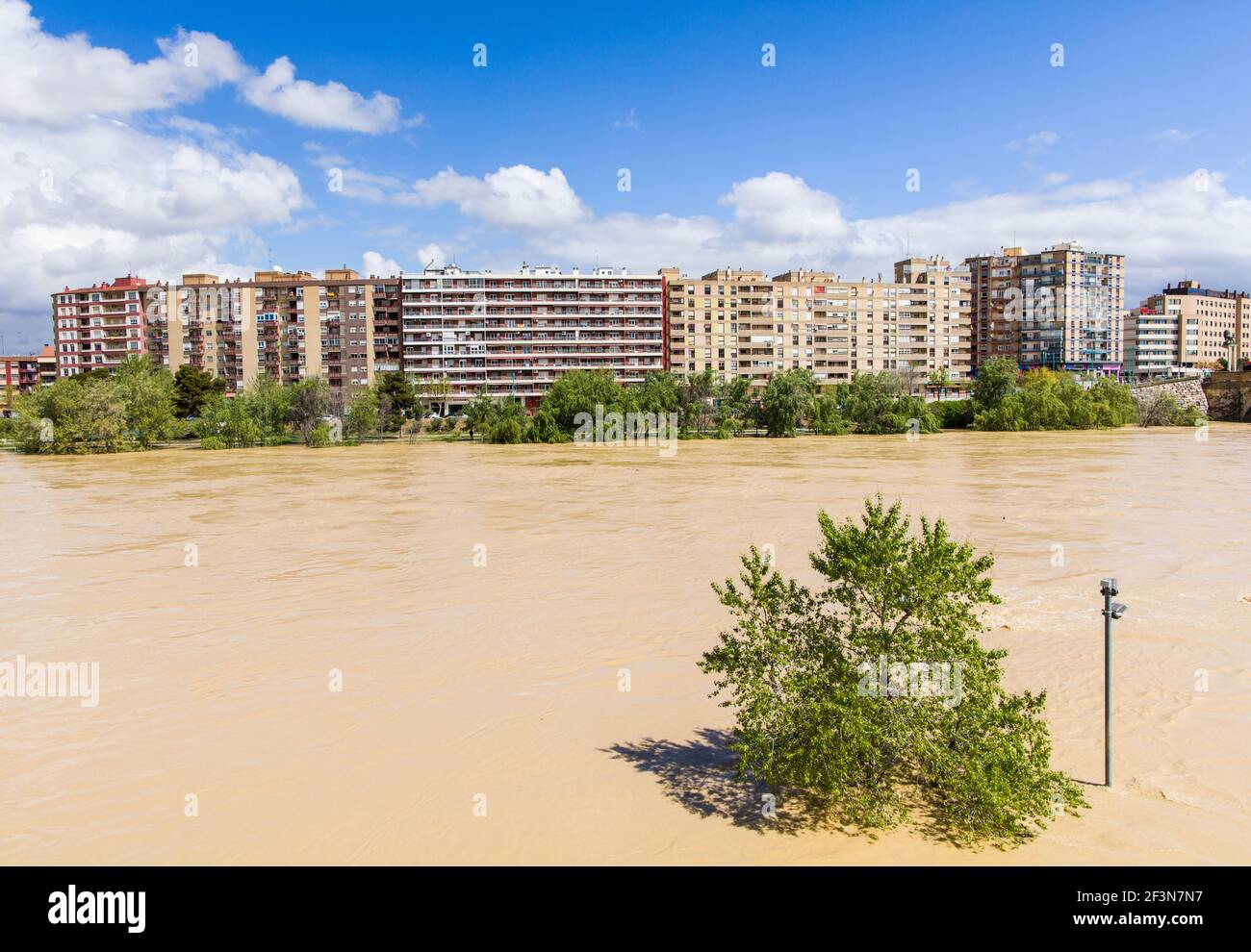 Flood waters from Ebro river in Zaragoza Spain Stock Photo Alamy