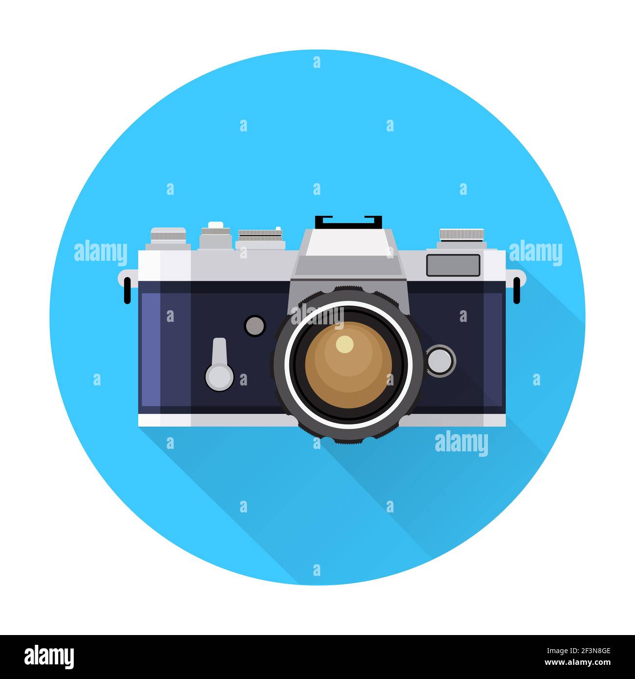 Retro Camera flat icon vector illustration Stock Vector