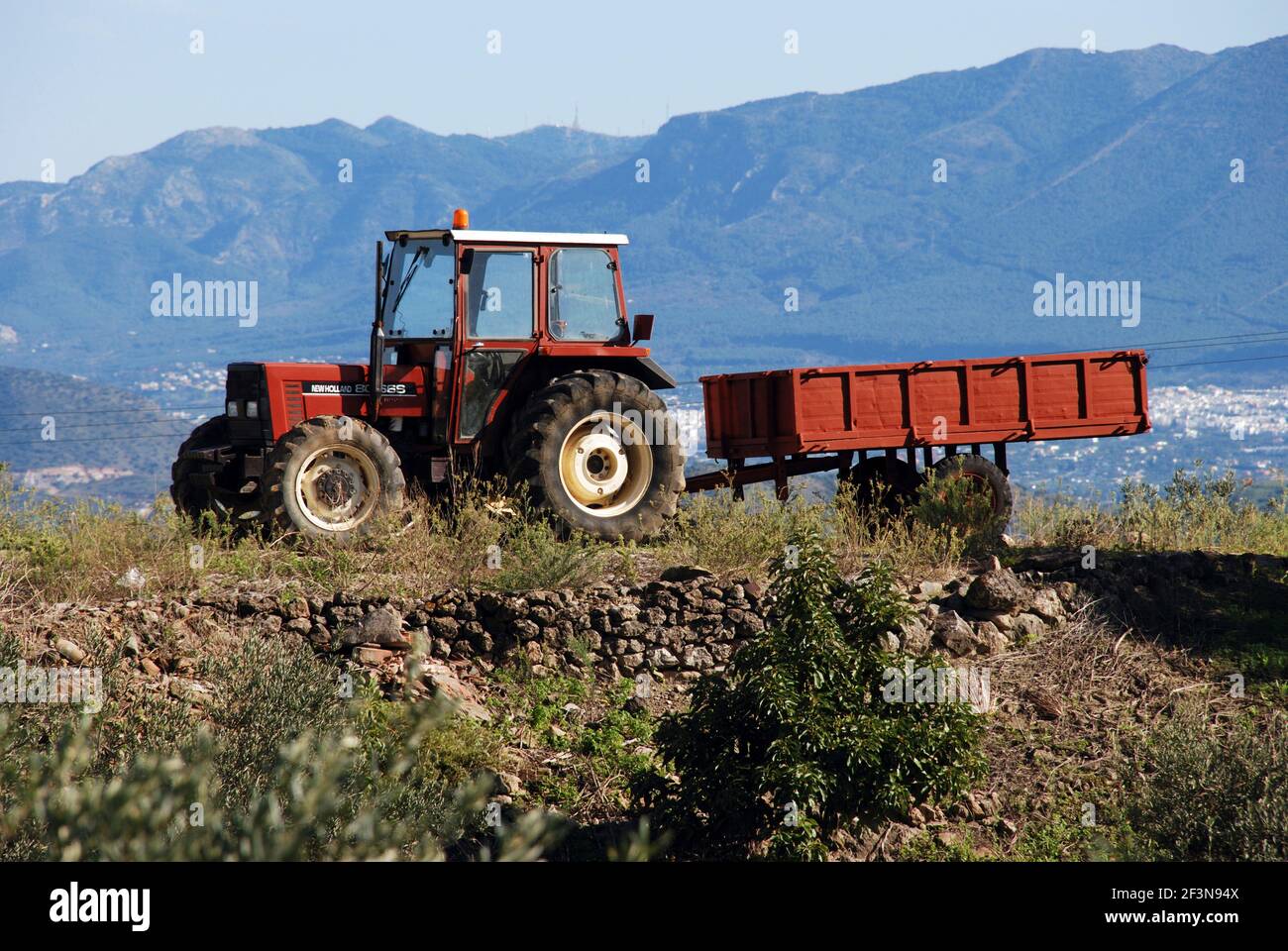 Agriculture is a main source of income for many people who live in the mountains above the Costa del Sol coastline. Stock Photo