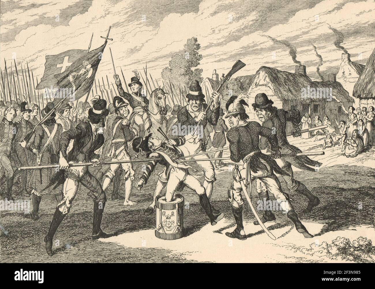 Murder of the loyal little drummer boy, during the  Irish Rebellion of 1798 Stock Photo