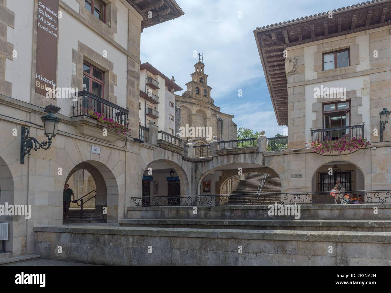 Historic buildings in downtown Guernica, Basque Country, Spain Stock Photo