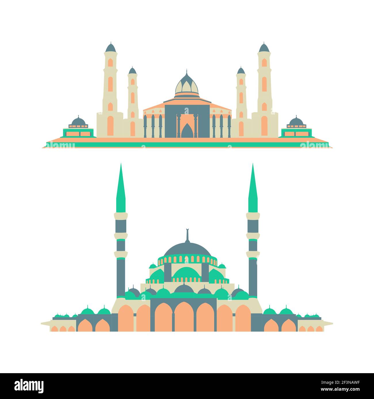 Islamic collection vector illustration mosque in flat design style. The ...