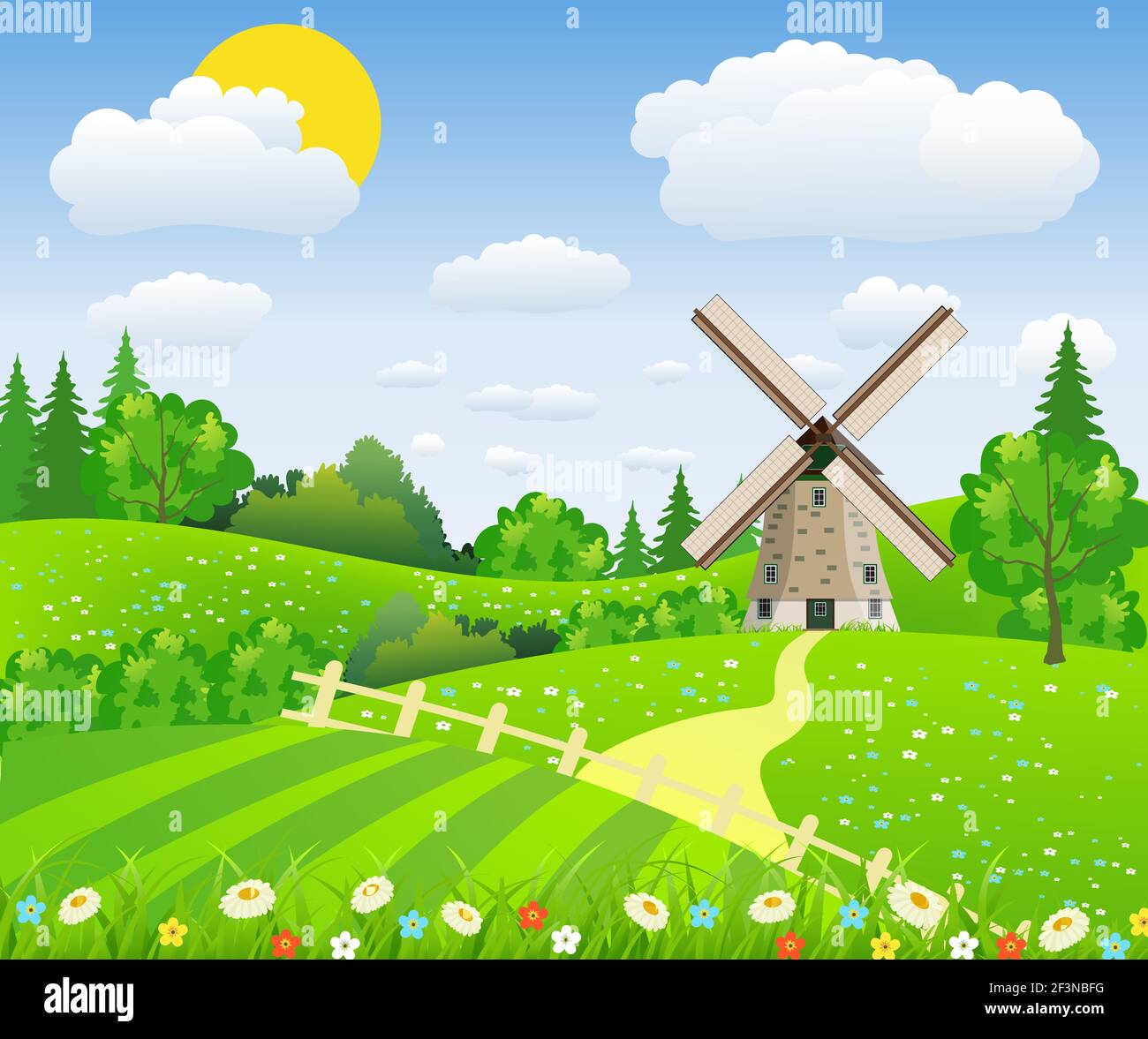 Wind turbine power blue background Stock Vector Images - Alamy