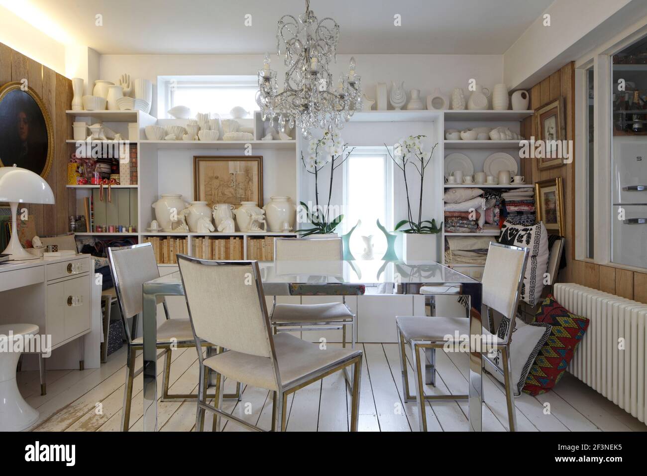 The dining area in Tracey Boyd's converted garage home Designer Tracey Boyd Stock Photo Alamy