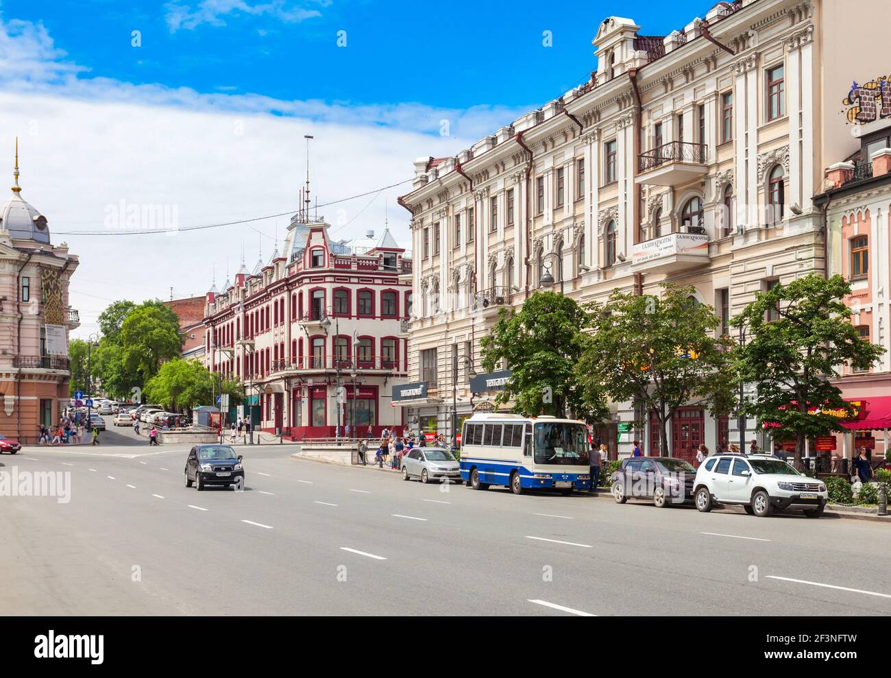 VLADIVOSTOK, RUSSIA - JULY 17, 2016: Svetlanskaya is a central street ...