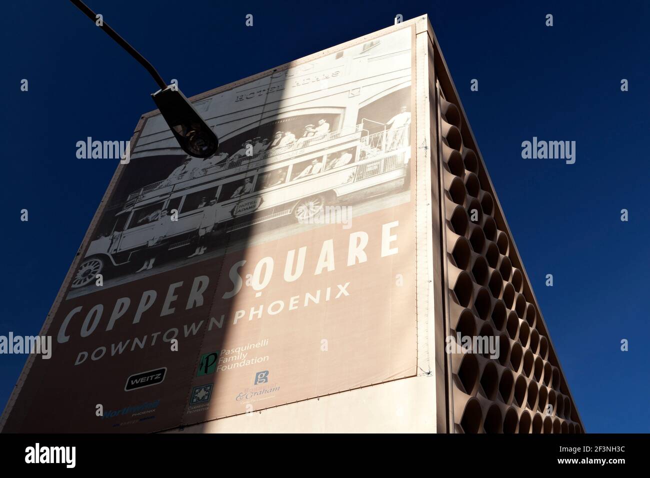 Giant Billboard advertising Copper Square in downtown Phoenix, Arizona, USA. Stock Photo