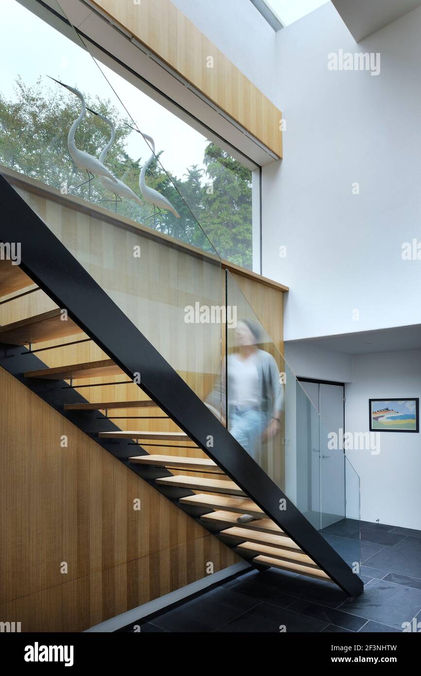 Looking from lower ground floor to the staircase and the ground level