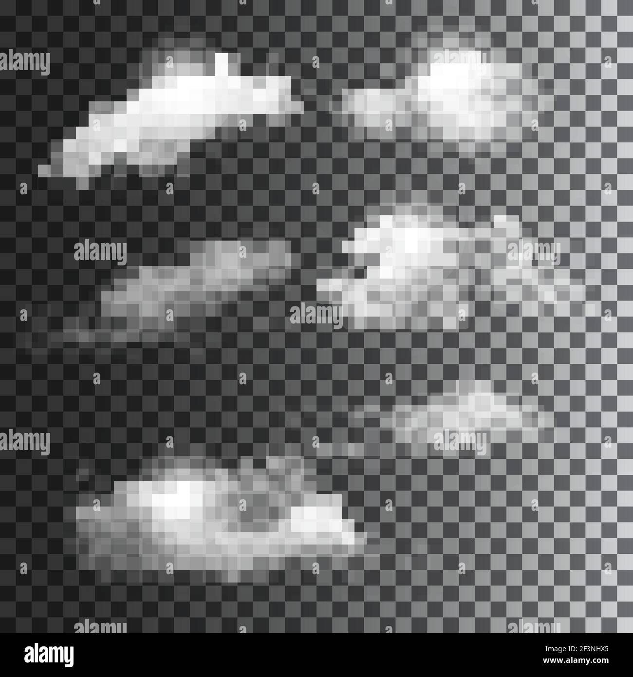 Big set of transparent clouds. Stock Vector