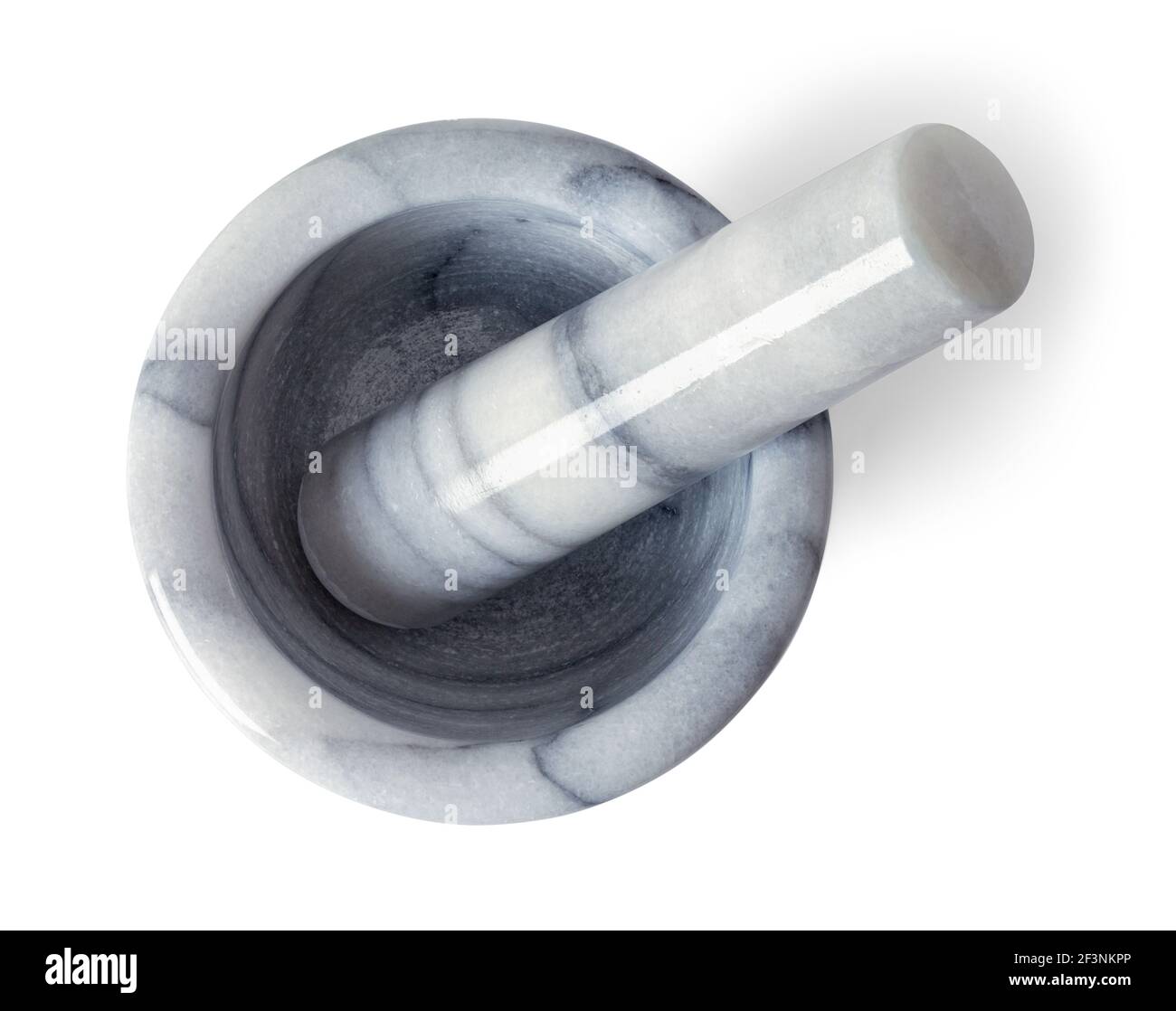 Top View of Mortar and Pestle Cut Out. Stock Photo