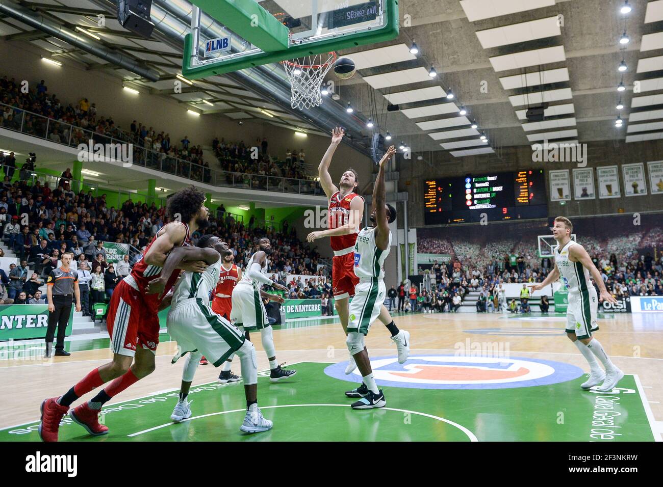 Miro Bilan of SIG Strasbourg and Alade Aminu of Nanterre 92 during the  French Championship Pro A Basketball match between Nanterre 92 and SIG  Strasbourg on October 30, 2017 at Palais des