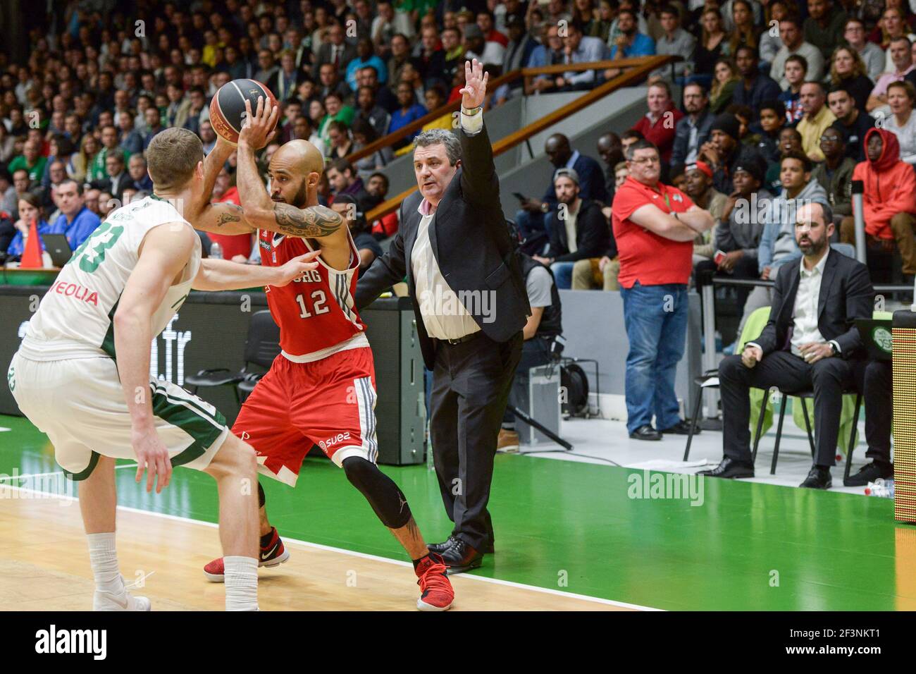 Pascal Donnadieu, coach of Nanterre 92 gestures during the French  Championship Pro A Basketball match between Nanterre 92 and SIG Strasbourg  on October 30, 2017 at Palais des Sports Maurice Thorez in