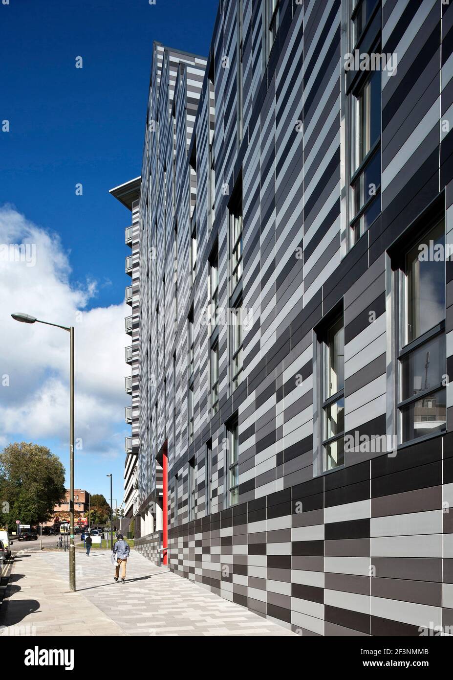 Wharton Square, Social Housing with horizontal graduated grey panels on