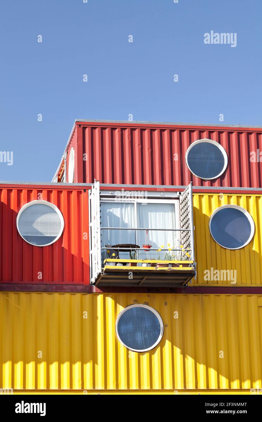 Shipping containers converted into flats and studios at Container City