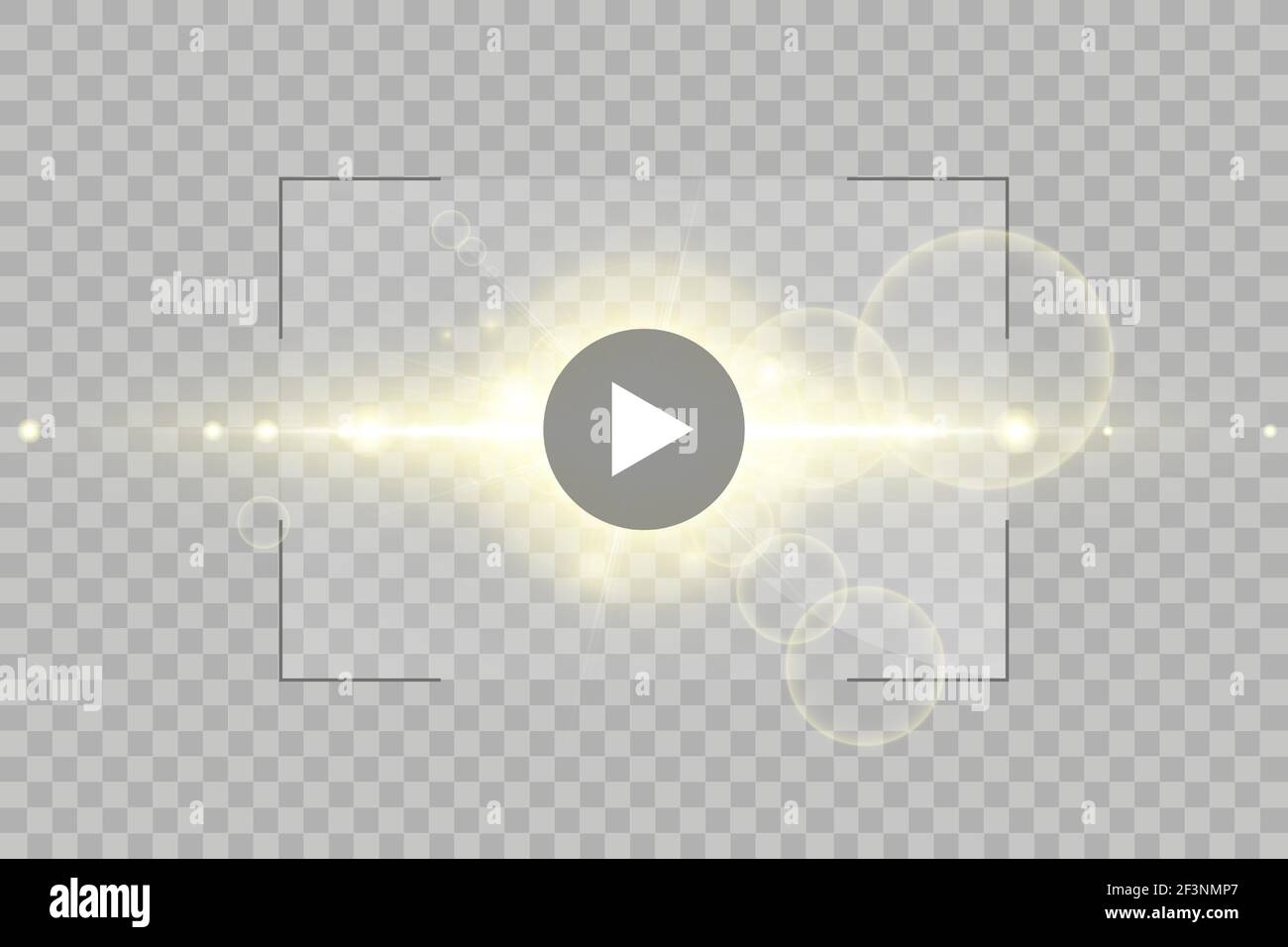Video player for web and mobile apps flat style and Sun Glow light effect. Vector illustration