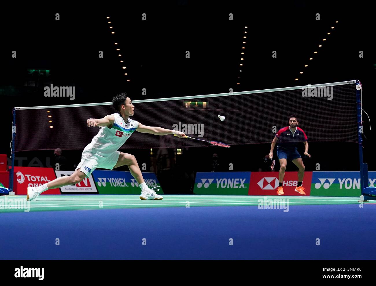 Kento Momota in action during day one of the YONEX All England Open Badminton Championships at Utilita Arena Birmingham. Picture date: Wednesday March 17, 2021. Stock Photo