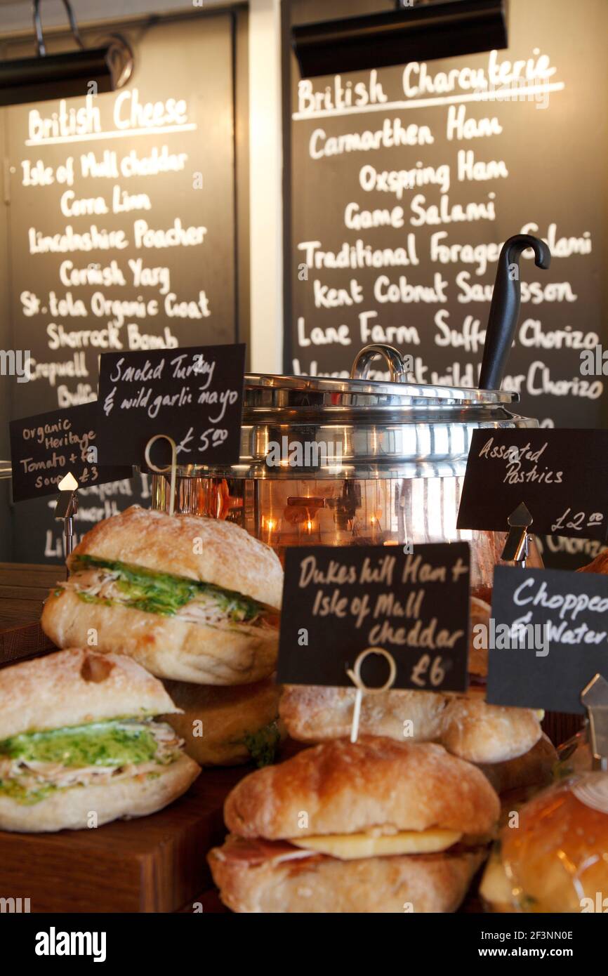 Sandwiches and soup pot in front of blackboards |  | Designer: Central Design Studio Stock Photo