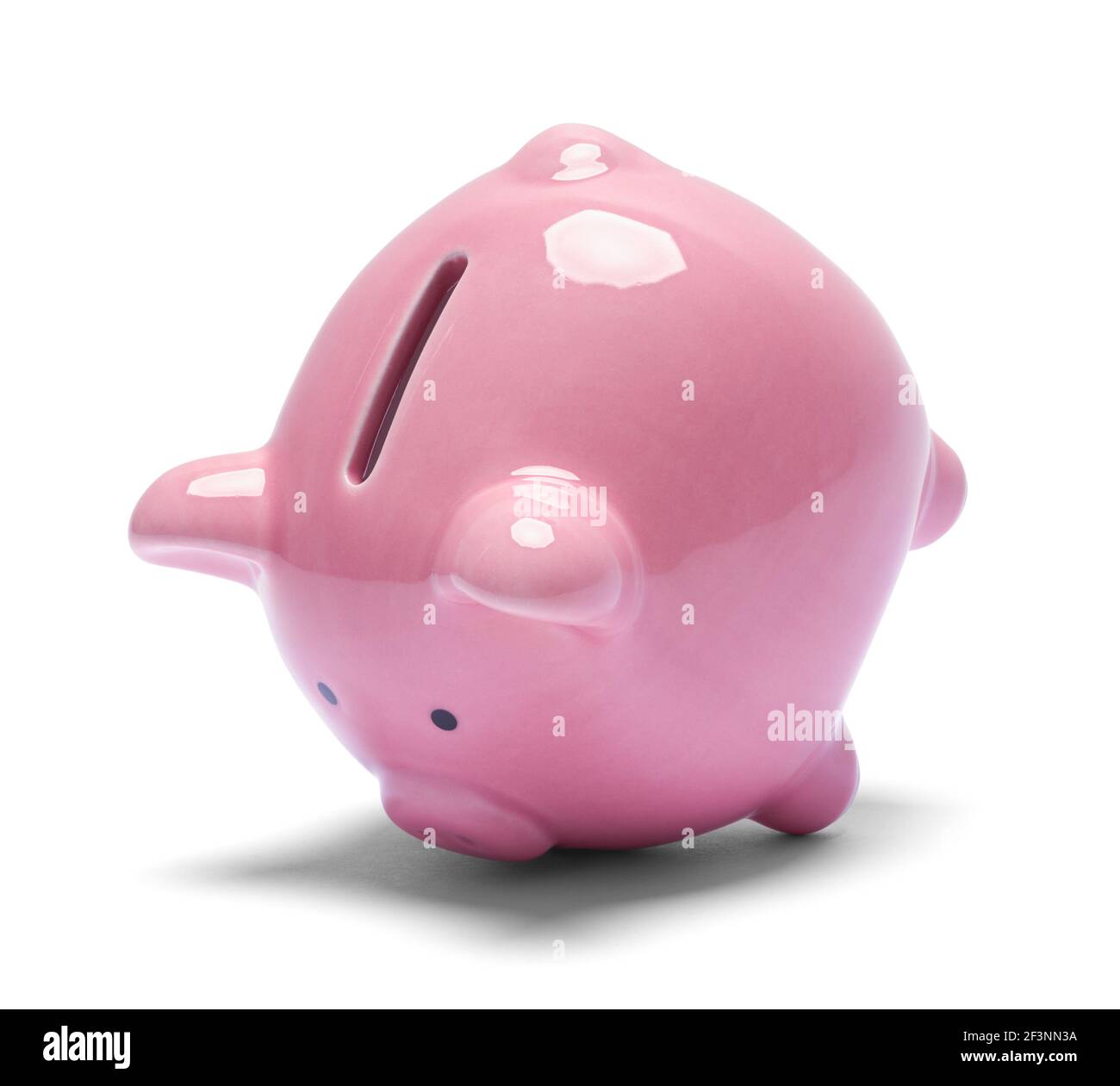 Pink Piggy Bank Tilted Foward Cut Out. Stock Photo