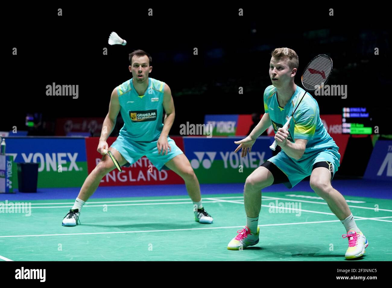 Kim Astrup and Anders Skaarup Rasmussen (left) in action during day one of  the YONEX All England Open Badminton Championships at Utilita Arena  Birmingham. Picture date: Wednesday March 17, 2021 Stock Photo - Alamy