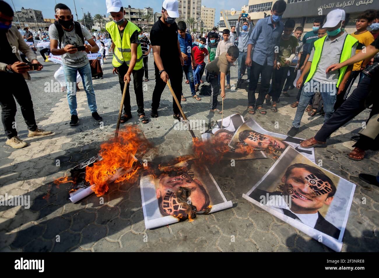 Anti-France Protests in Gaza Stock Photo