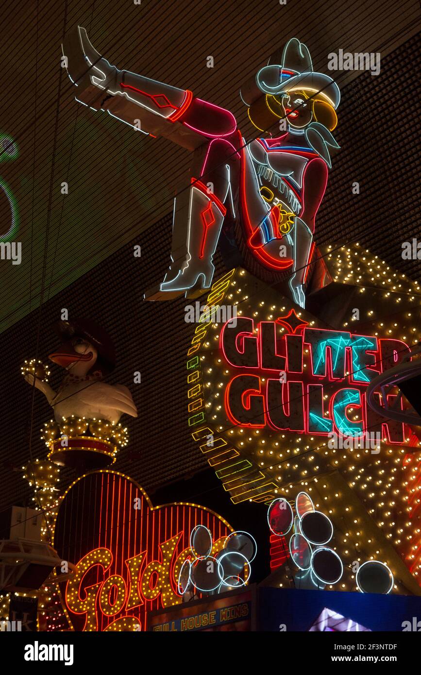 'The Kicking Girl', Glitter Gulch, Downtown Las Vegas, Nevada, USA
