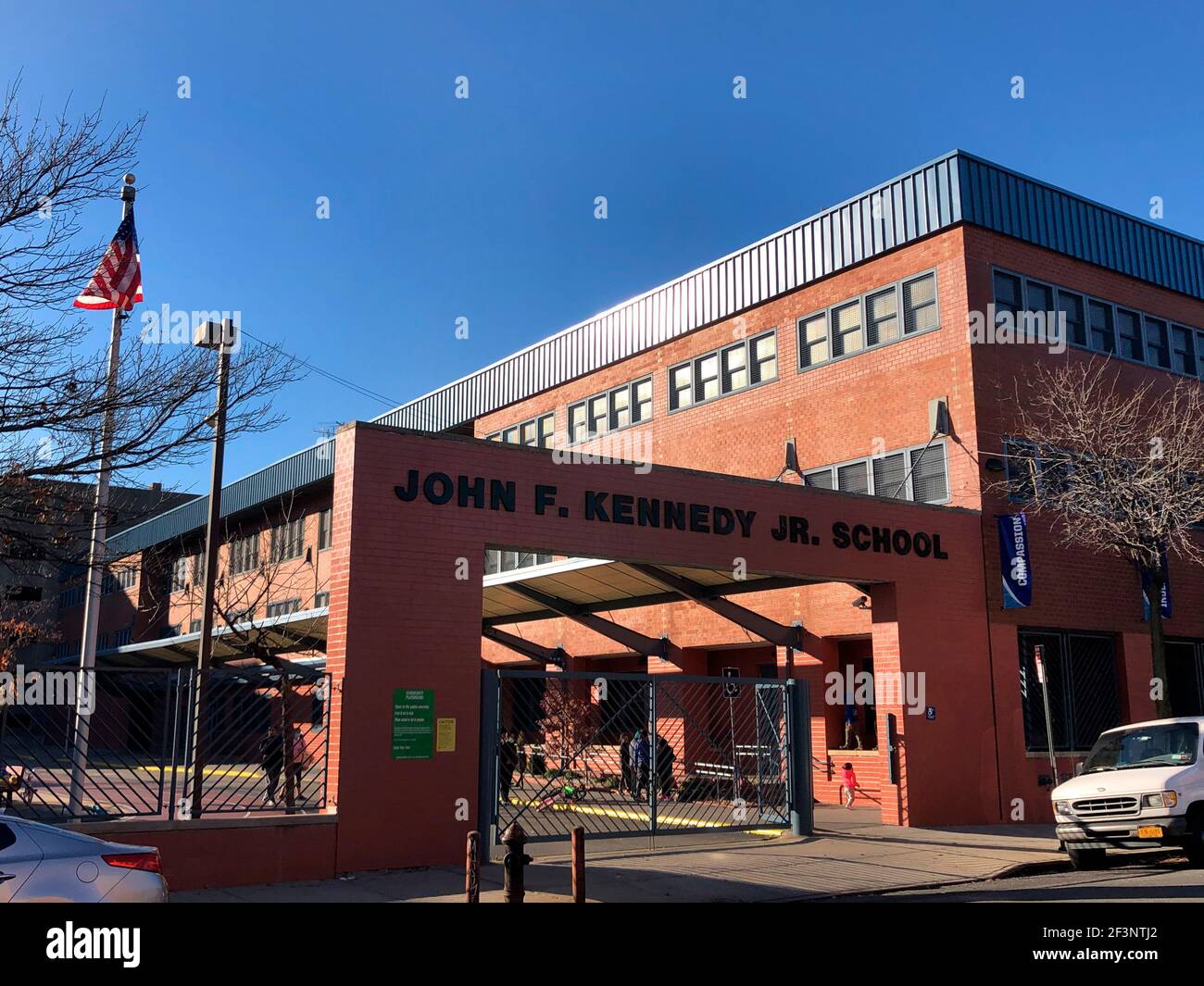 John F, Kennedy Jr. School in Rego Park, Queens, NY Stock Photo